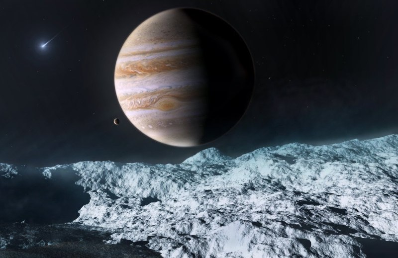 Вид с Европы на Юпитер в представлении художника